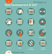 Business icon set Software and web development SEO marketing N2
