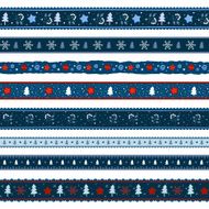 Christmas ribbon decoration patterns set
