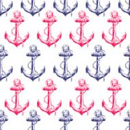 Hand Drawn Anchors Seamless Pattern