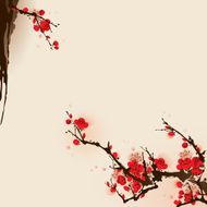 Oriental style painting plum blossom in spring N3