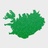 Iceland Map Green Hexagon Pattern