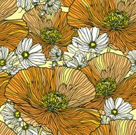 Seamless pattern with flowers poppies N2