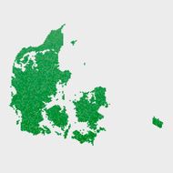 Denmark Incl Bornholm Map Green Hexagon Pattern