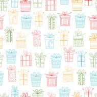 Seamless pattern of gift packages Christmas gifts