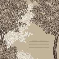 vintage invitation or postcard with tree