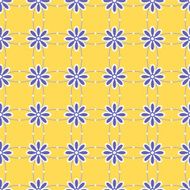 Yellow And Blue Retro Floral Background Pattern
