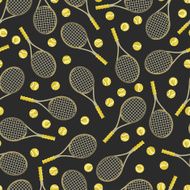 Sports seamless pattern with tennis icons in flat design style N3