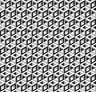 Seamless Abstract Geometric Cubes Optical Illusion Pattern Black and White N2