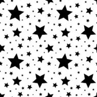 Seamless pattern with black stars on white Vector illustration