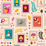 flowers birds mushrooms &amp; snails characters nature pattern