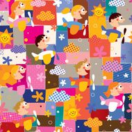 children in airplanes collage pattern N2