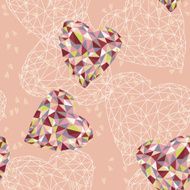 Pink Seamless Pattern with Crystal Hearts