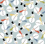 Snowmen with Rainbow Scarves Seamless Pattern