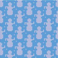 Blue and white knitted snowmen background