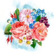 Floral Vintage Greeting Card watercolor illustration N3