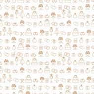 Wedding related vector seamless pattern background with outline icons 2