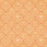 Vintage wedding related seamless pattern on paper textured background 1