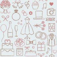 Hand drawn vector seamless pattern background wedding related elements 2