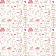 Hand drawn vector seamless pattern background wedding related elements 1