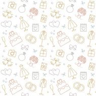 Vector seamless pattern background with hand drawn wedding related elements