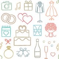 Hand drawn vector wedding related seamless pattern background