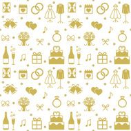 Golden wedding themed vector seamless pattern