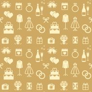 Golden wedding themed vector seamless pattern background 3