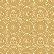 Golden wedding themed vector seamless pattern background 1