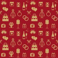 Gold and red wedding themed vector seamless pattern background 1