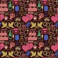 Colorful vintage vector wedding related seamless pattern background