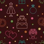 Colorful retro vector wedding related seamless pattern background