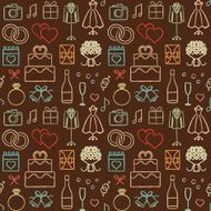 Colorful hand drawn vector wedding related seamless pattern background