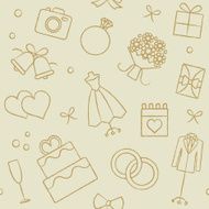 Beige hand drawn vintage wedding related vector seamless pattern background