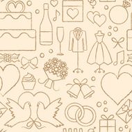 Hand drawn beige and gold wedding vector seamless pattern background