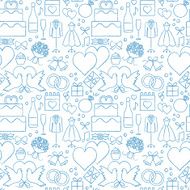 Artistic hand drawn wedding related vector seamless pattern background