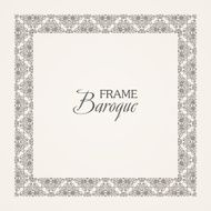 Vintage baroque floral frame Vector black and white N2