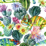 Watercolor seamless cactus pattern