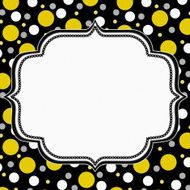 Yellow White and Black Polka Dot Frame Background