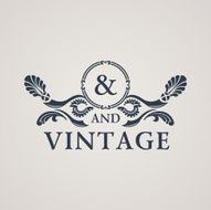 Calligraphic Vintage emblem Floral art