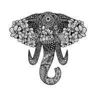 The stylized head of an elephant Hand Drawn lace
