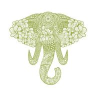 The stylized head of an elephant Hand Drawn lace N2