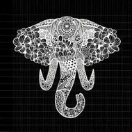 The stylized head of an elephant Hand Drawn lace N3