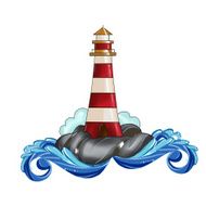 watercolor hand drawn illustration - Lighthouse