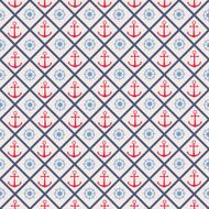 Seamless pattern with cross lines steering wheel and anchor