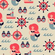 Vector marine seamless pattern illustration