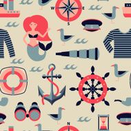 Vector marine seamless pattern illustration N2