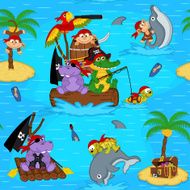 seamless pattern with animals pirates N2