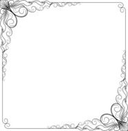 frame floral black and white line art
