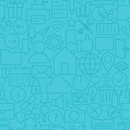 Thin Line Web and Mobile User Interface Seamless Blue Pattern