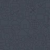 Thin Line Website Mobile User Interface Dark Seamless Pattern